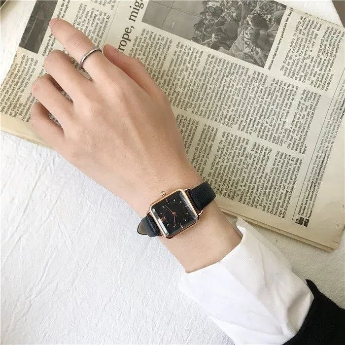 Luxury Square Dial Ladies Watch – Elegant Look with Premium Leather Strap